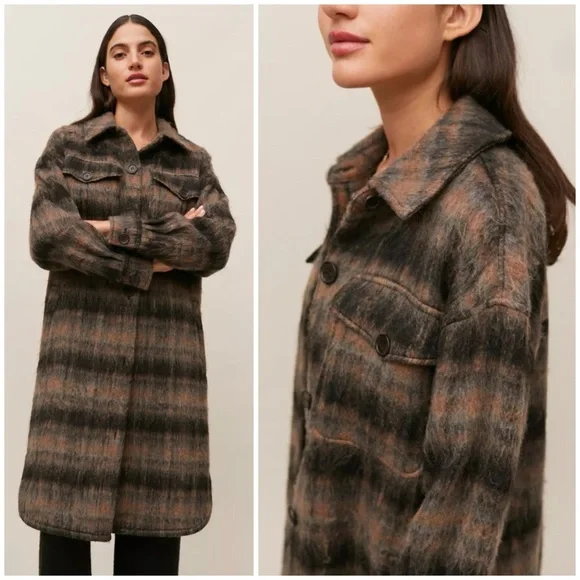 Avec Les Filles Longline Plaid Fuzzy Shacket S - Picture 3 of 16